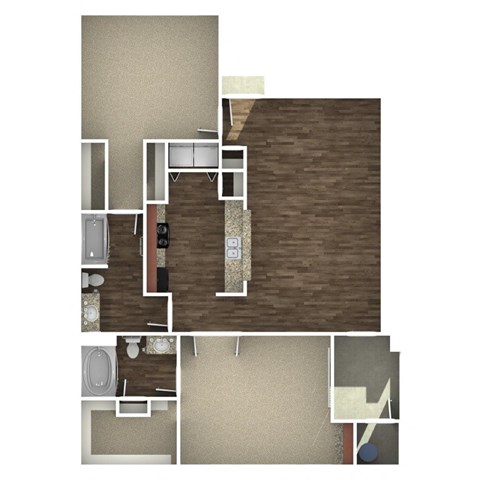 Floor plan for 2 beds, 2 baths, 1182 sqft